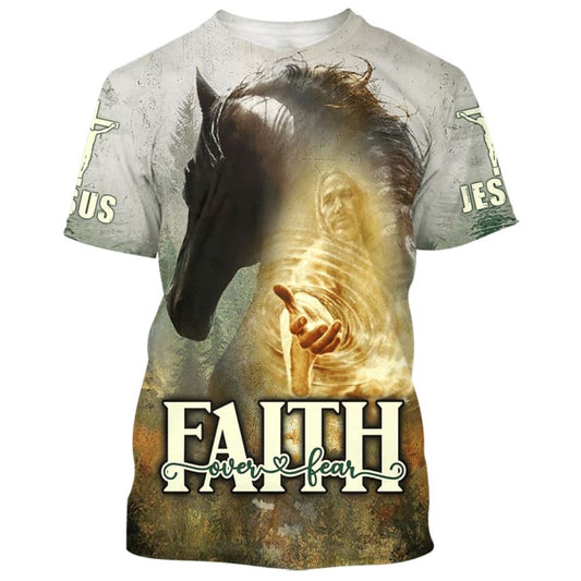 Horse Jesus Hands Reaching Outs All Over Print 3D T-Shirt, Gift For Christian, Jesus Shirt
