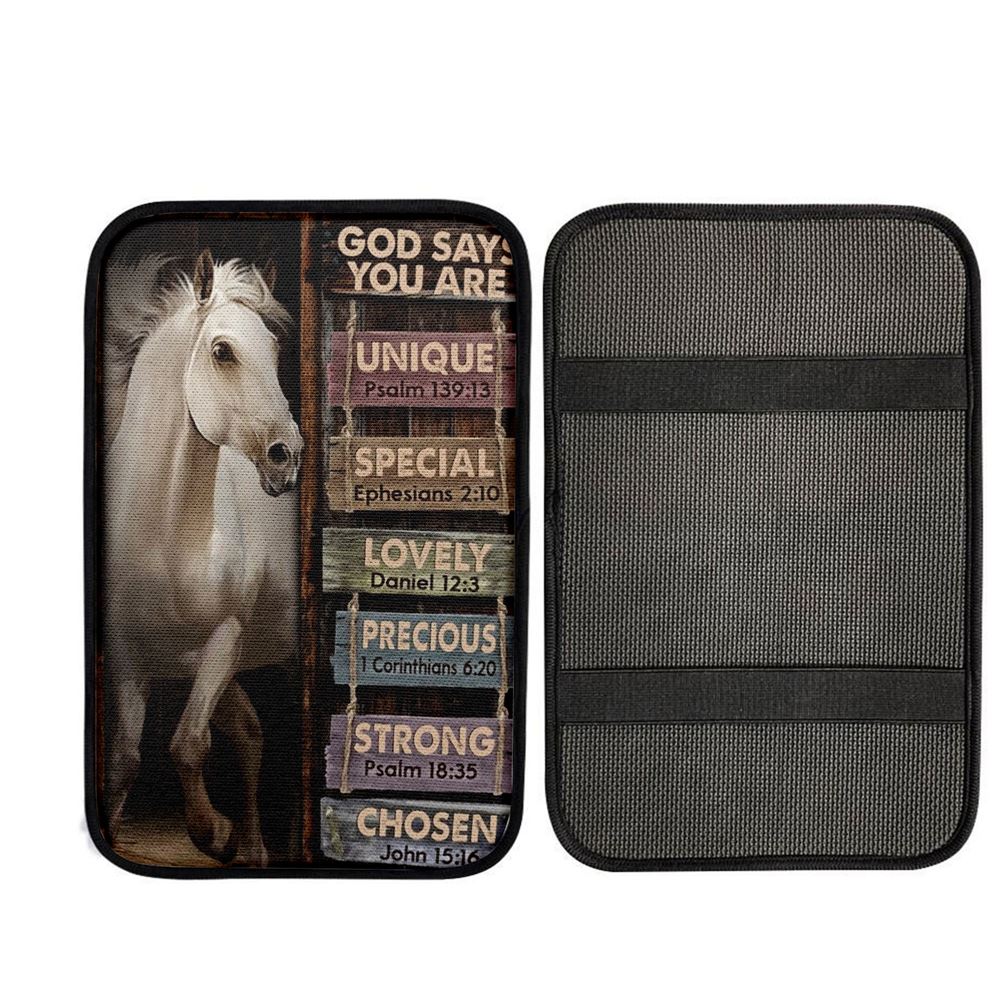 Horse Jesus Is Lord God Says You Are Car Center Console Cover, Car Armrest Pad, Christian Gift, Armrest Box Mat