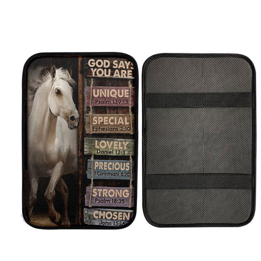 Horse Jesus Is Lord God Says You Are Car Center Console Cover, Car Armrest Pad, Christian Gift, Armrest Box Mat