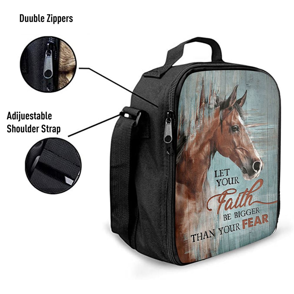 Horse Let Your Faith Be Bigger Than Your Fear Lunch Bag, Christian Lunch Bag, Religious Lunch Box For School, Picnic