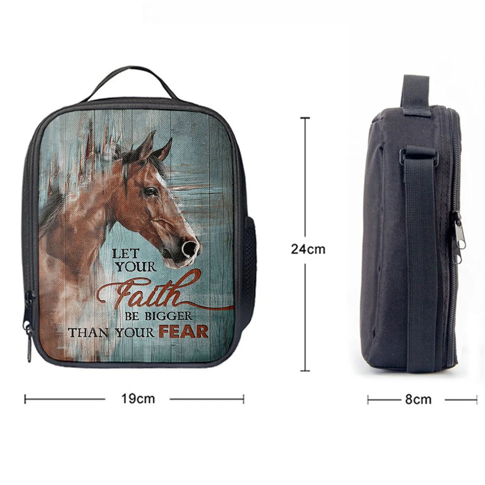 Horse Let Your Faith Be Bigger Than Your Fear Lunch Bag, Christian Lunch Bag, Religious Lunch Box For School, Picnic