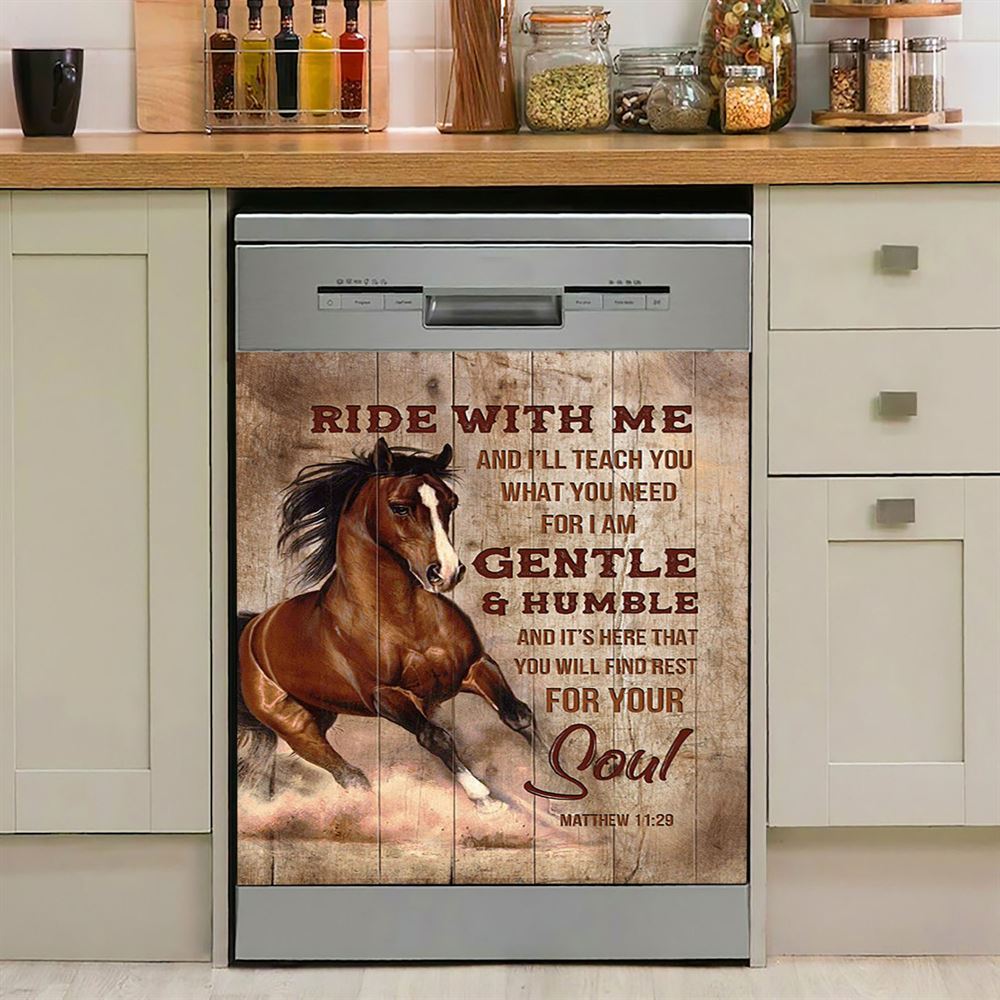 Horse Ride With Me Dishwasher Cover, Christian Dishwasher Stickers, Bible Verse Kitchen Decor