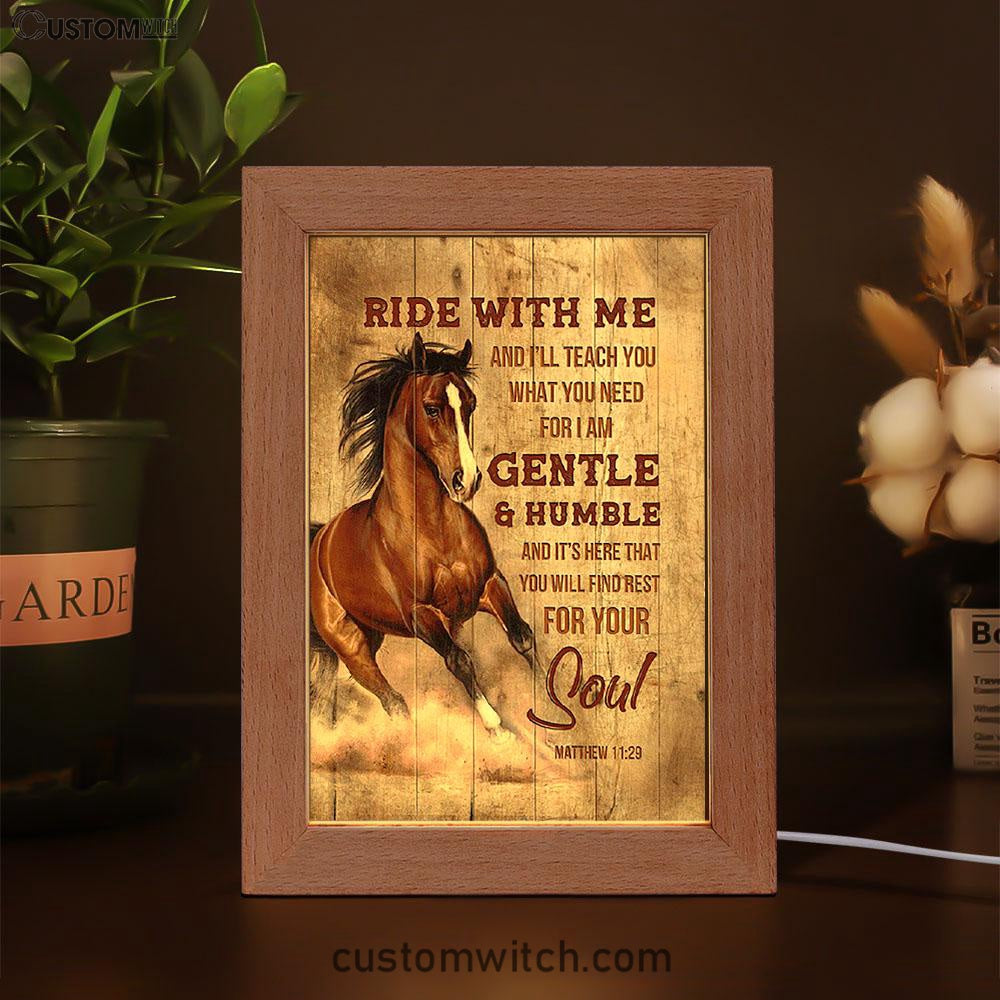 Horse Ride With Me Frame Lamp Art - Christian Night Light - Bible Verse Wooden Lamp