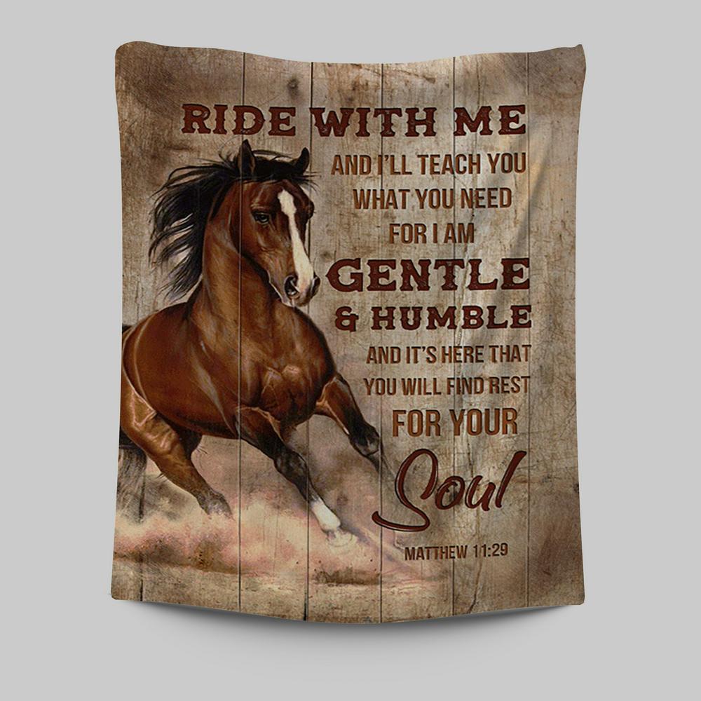 Horse Ride With Me Tapestry Wall Art - Christian Tapestries Prints - Bible Verse Tapestry Art