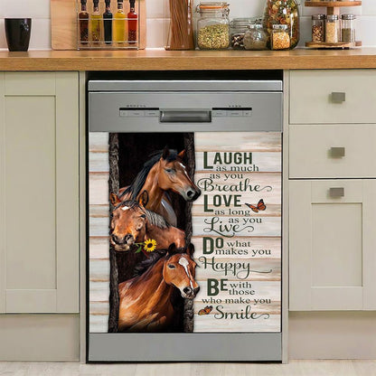 Horse Small Sunflower Orange Butterfly Laugh As Much As You Breathe Dishwasher Cover, Bible Verse Dishwasher Stickers, Religious Kitchen Decor