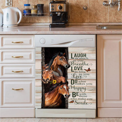 Horse Small Sunflower Orange Butterfly Laugh As Much As You Breathe Dishwasher Cover, Bible Verse Dishwasher Stickers, Religious Kitchen Decor