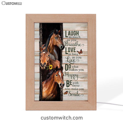 Horse Small Sunflower Orange Butterfly Laugh As Much As You Breathe Frame Lamp Art - Bible Verse Art - Religious Home Decor