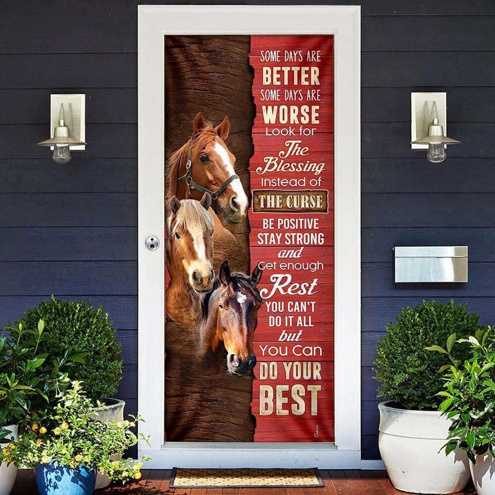 Horse Some Days Are Better Door Cover Christmas Day, Christmas Door Knob Covers, Christmas Outdoor Decoration