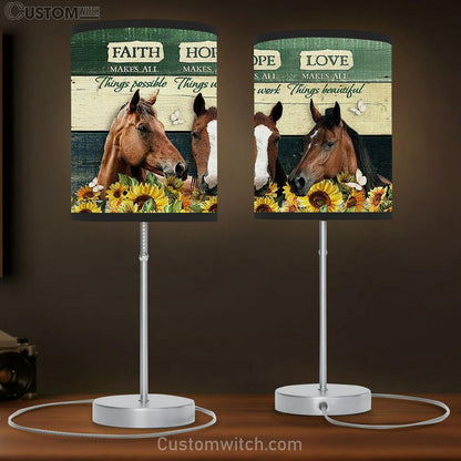 Horse Sunflower Fence Faith Makes All Things Possible Lamb Gift Table Lamb - Christian Bedroom Decor - Gifts For Horse Lovers