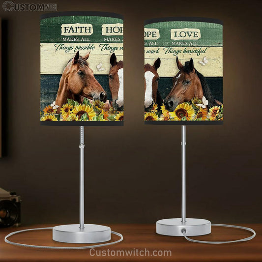 Horse Sunflower Fence Faith Makes All Things Possible Lamb Gift Table Lamb - Christian Bedroom Decor - Gifts For Horse Lovers