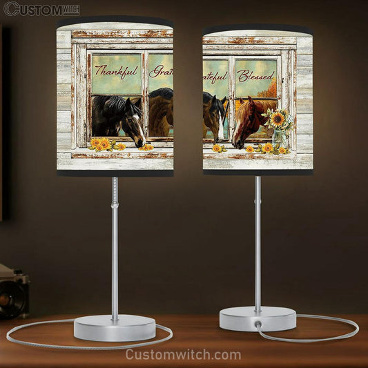 Horse Sunflower Thankful Grateful Blesses Lamb Gift Table Lamb - Christian Bedroom Decor - Gifts For Horse Lovers