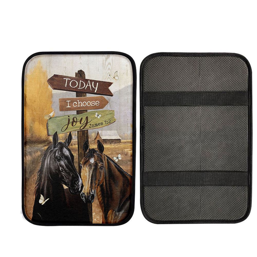 Horse Today I Choose Joy Car Center Console Cover, Christian Car Armrest Accessories