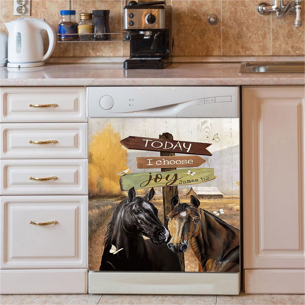 Horse Today I Choose Joy Dishwasher Cover, Christian Dishwasher Stickers, Bible Verse Kitchen Decor
