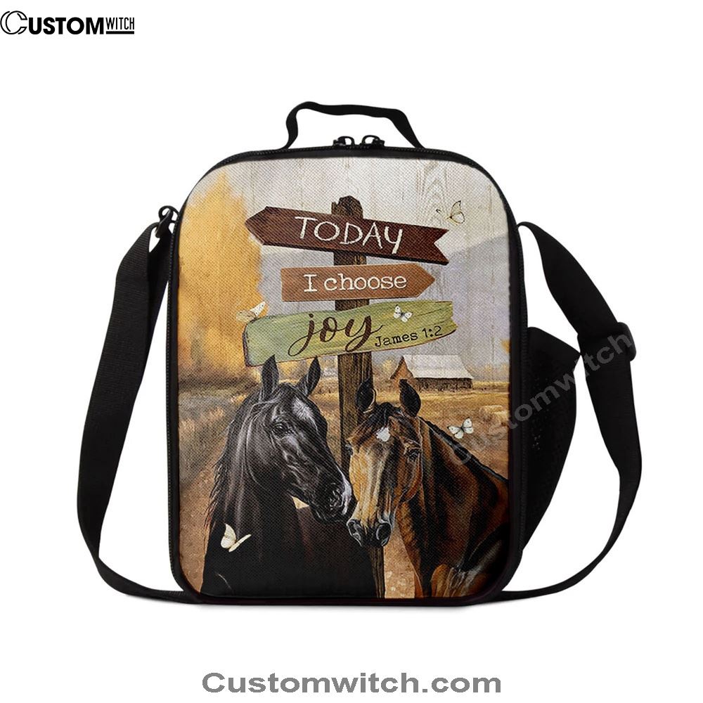 Horse Today I Choose Joy Lunch Bag, Christian Lunch Bag, Religious Lunch Box For School, Picnic