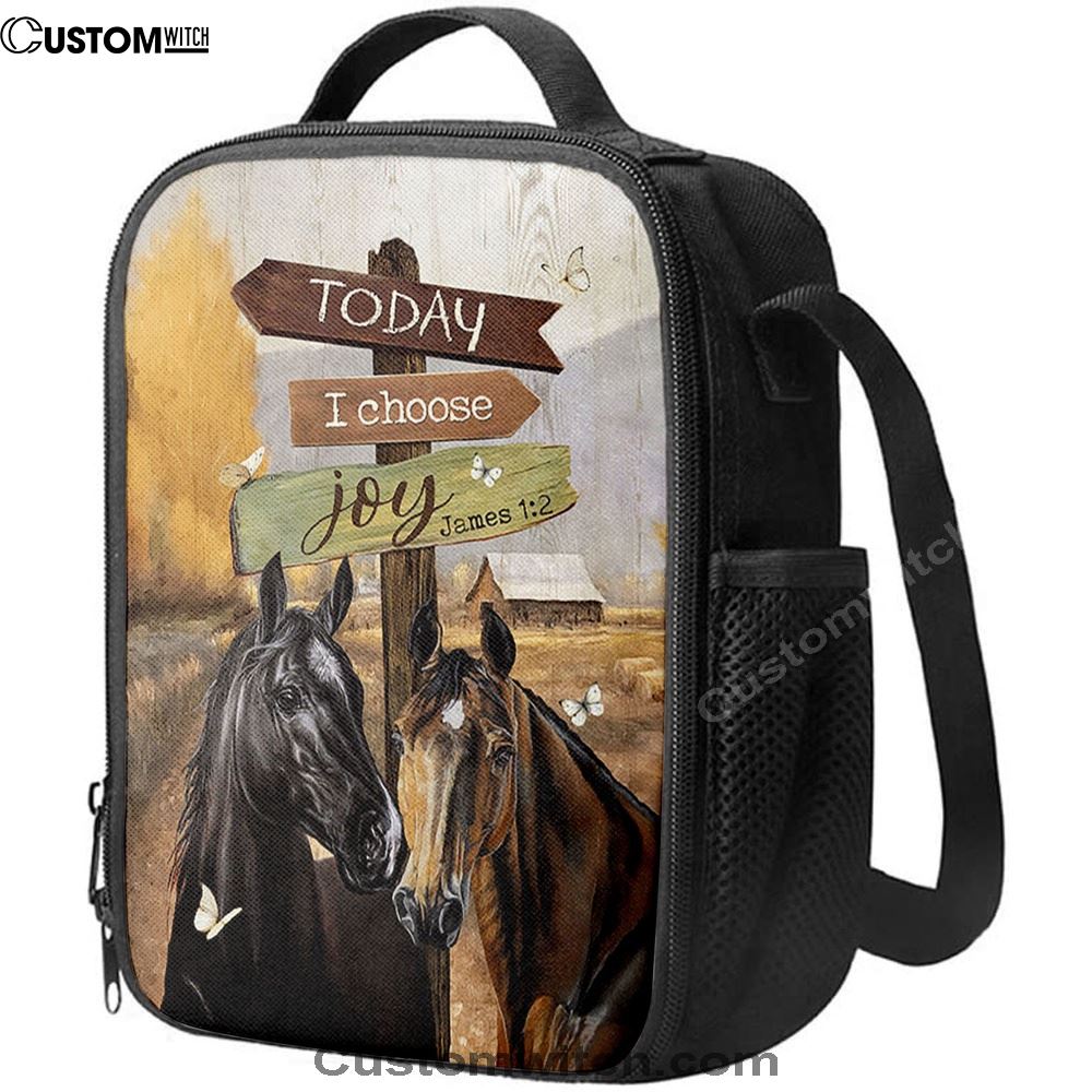 Horse Today I Choose Joy Lunch Bag, Christian Lunch Bag, Religious Lunch Box For School, Picnic