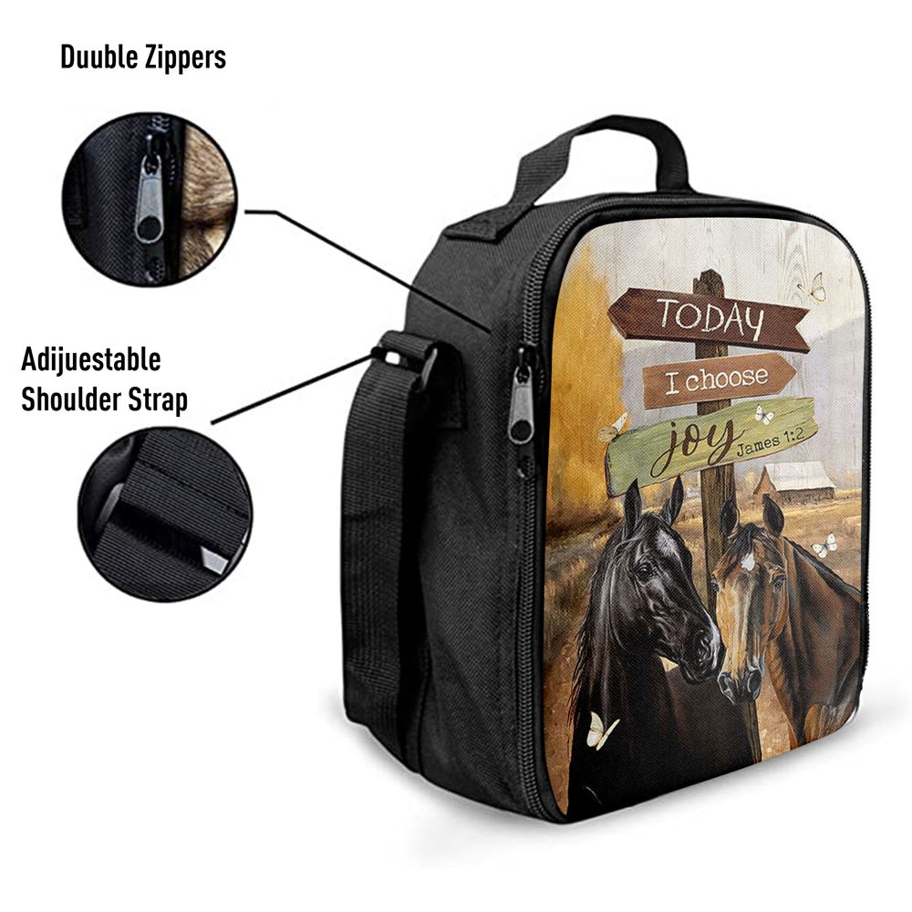 Horse Today I Choose Joy Lunch Bag, Christian Lunch Bag, Religious Lunch Box For School, Picnic