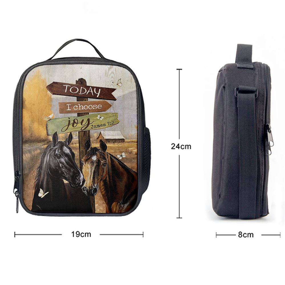 Horse Today I Choose Joy Lunch Bag, Christian Lunch Bag, Religious Lunch Box For School, Picnic