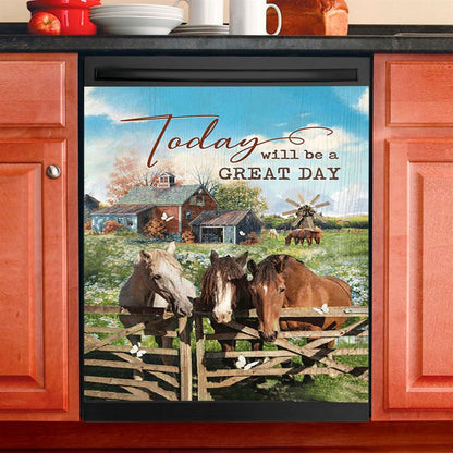 Horse Today Will Be A Great Day Dishwasher Cover, Bible Verse Dishwasher Stickers, Inspirational Kitchen Decor