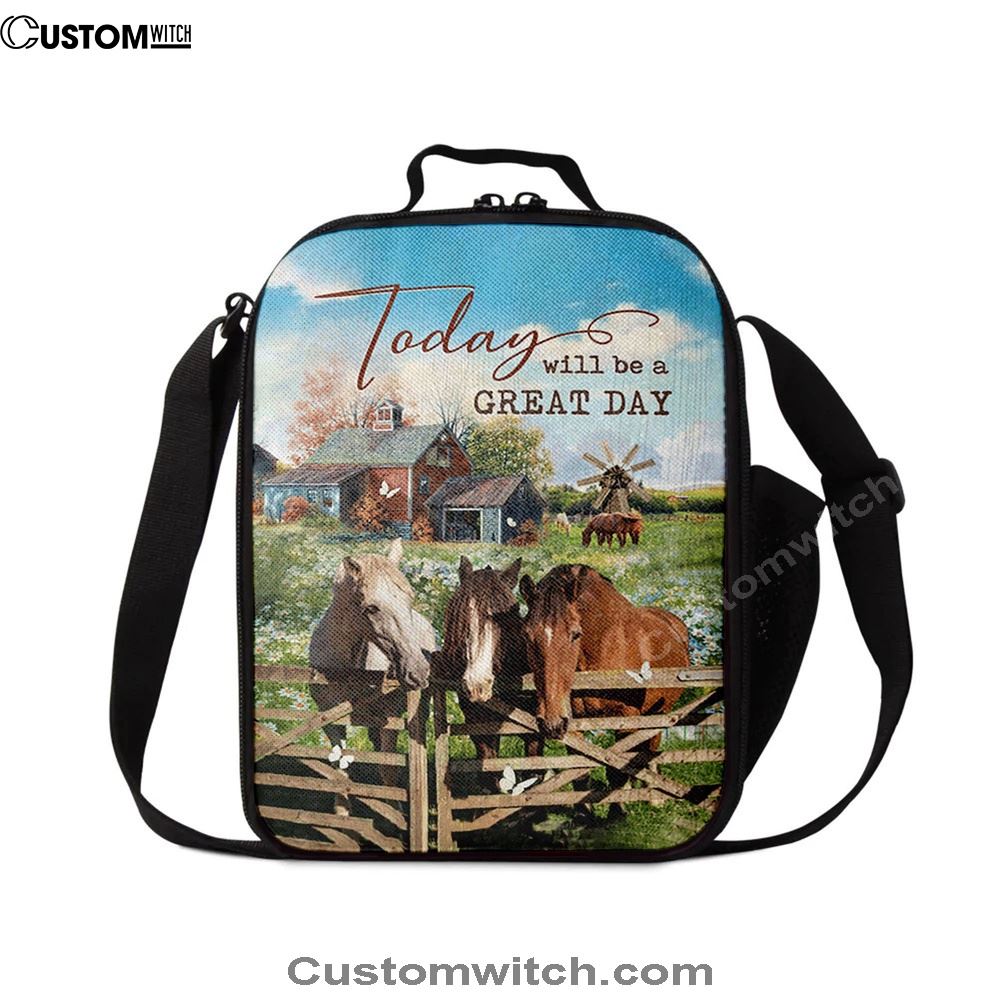 Horse Today Will Be A Great Day Lunch Bag, Christian Lunch Bag, Religious Lunch Box For School, Picnic