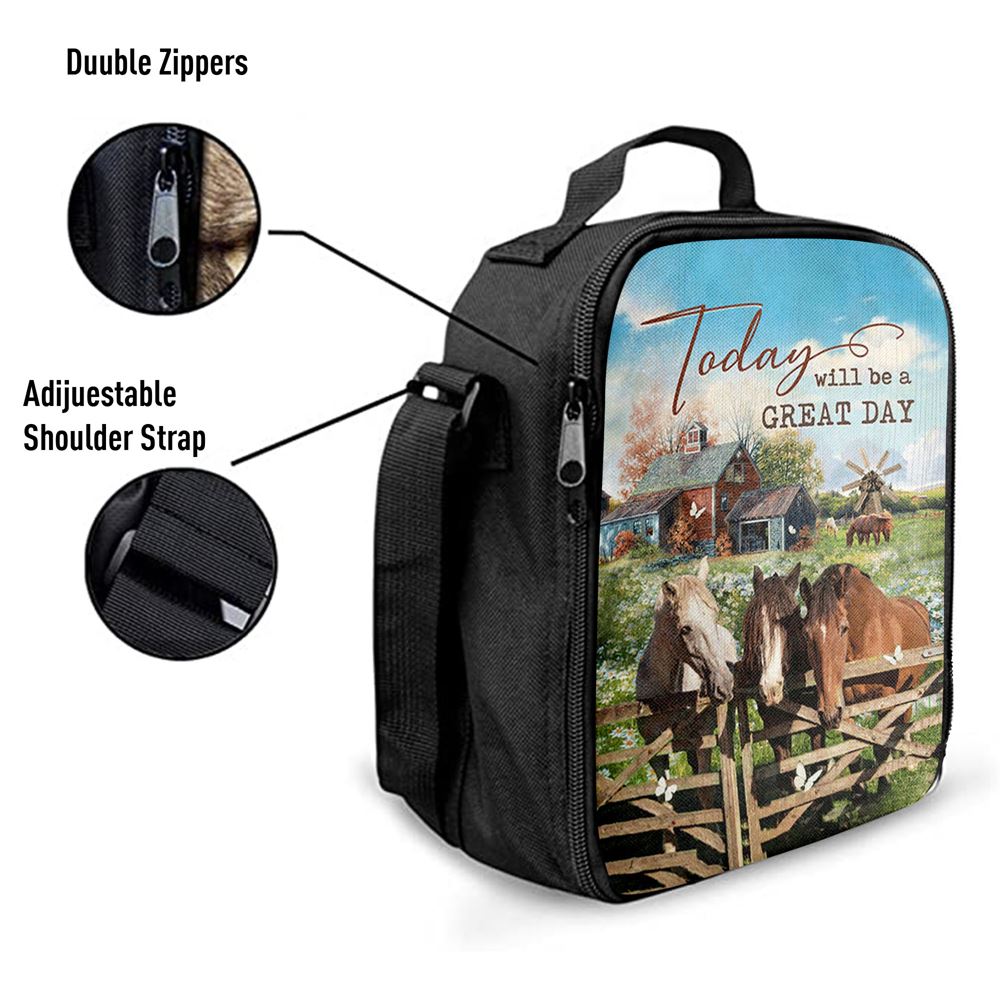 Horse Today Will Be A Great Day Lunch Bag, Christian Lunch Bag, Religious Lunch Box For School, Picnic
