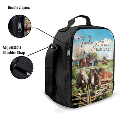 Horse Today Will Be A Great Day Lunch Bag, Christian Lunch Bag, Religious Lunch Box For School, Picnic
