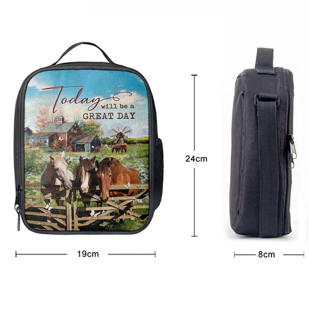 Horse Today Will Be A Great Day Lunch Bag, Christian Lunch Bag, Religious Lunch Box For School, Picnic