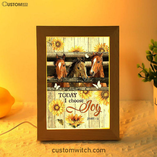Horse Vintage Sunflower Today I Choose Joy Home Decor Frame Lamp Art - Christian Frame Lamp - Gift For Horse Lover
