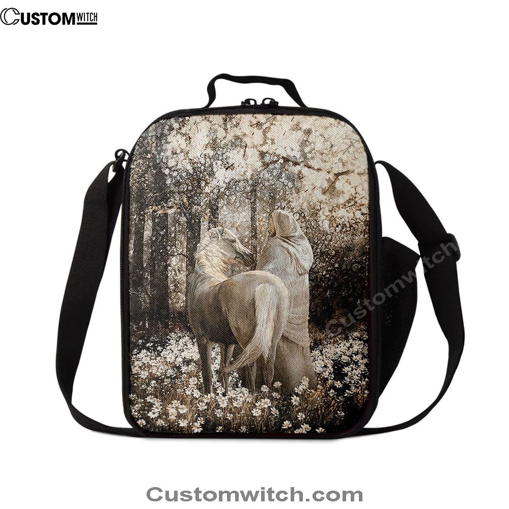 Horse Walking With Jesus Into The Forest Lunch Bag, Christian Lunch Bag, Religious Lunch Box For School, Picnic