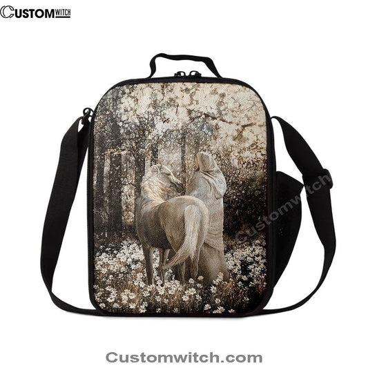 Horse Walking With Jesus Into The Forest Lunch Bag, Christian Lunch Bag, Religious Lunch Box For School, Picnic