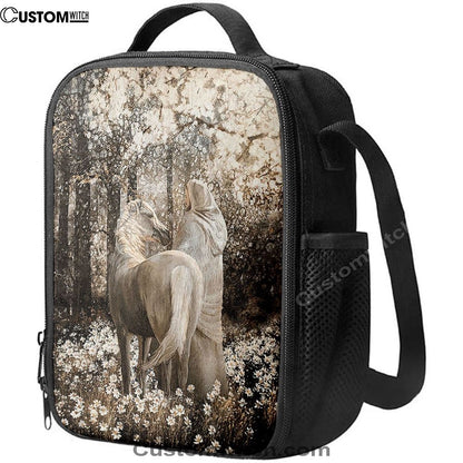 Horse Walking With Jesus Into The Forest Lunch Bag, Christian Lunch Bag, Religious Lunch Box For School, Picnic