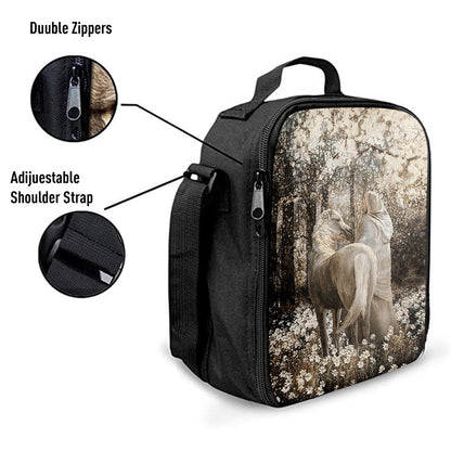 Horse Walking With Jesus Into The Forest Lunch Bag, Christian Lunch Bag, Religious Lunch Box For School, Picnic
