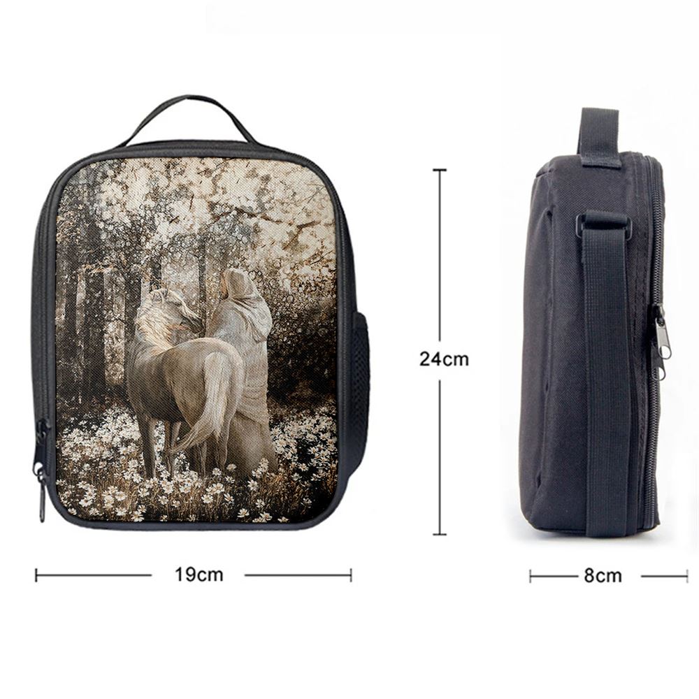 Horse Walking With Jesus Into The Forest Lunch Bag, Christian Lunch Bag, Religious Lunch Box For School, Picnic