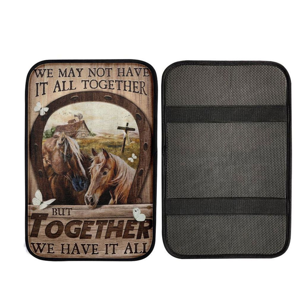 Horse We May Not Have It All Together Car Center Console Cover, Christian Car Armrest Accessories
