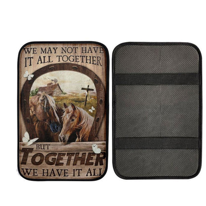 Horse We May Not Have It All Together Car Center Console Cover, Christian Car Armrest Accessories