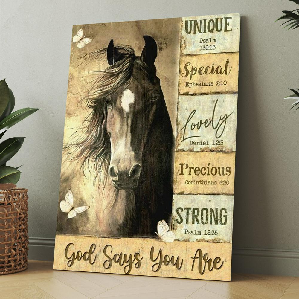 Horse Yellow Background God Says You Are Canvas, Christmas Gift for Christian