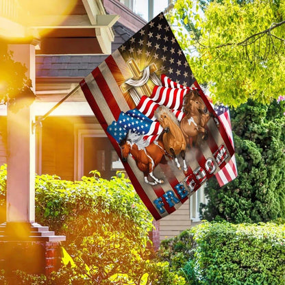 Horses Christian Cross American Flag, Outdoor Christian House Flag, Christian Flag, Scripture Flag, Garden Banner