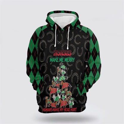 Horses Merry Christmas All Over Print 3D Hoodie For Men & Women, Christmas Hoodie Cute, Christmas Gift, Christmas Fashion