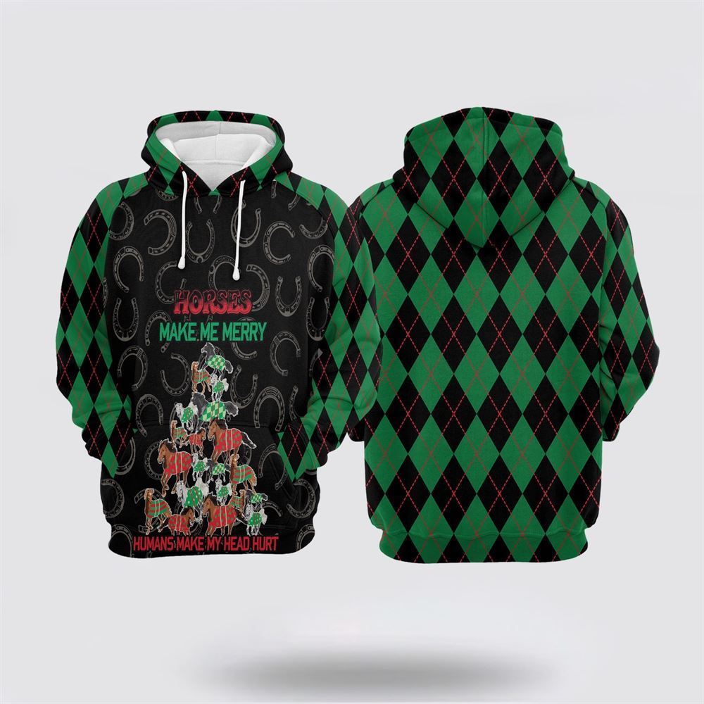 Horses Merry Christmas All Over Print 3D Hoodie For Men & Women, Christmas Hoodie Cute, Christmas Gift, Christmas Fashion