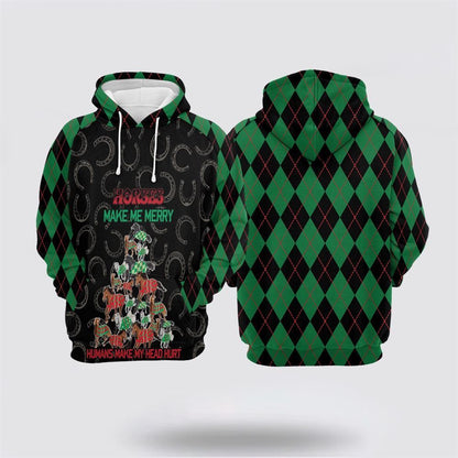 Horses Merry Christmas All Over Print 3D Hoodie For Men & Women, Christmas Hoodie Cute, Christmas Gift, Christmas Fashion