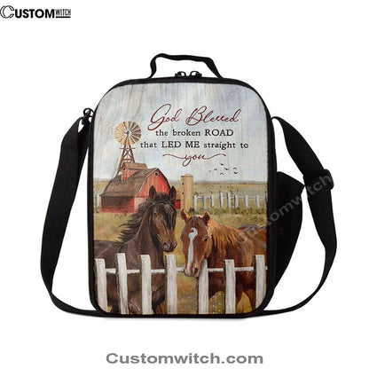 House God Blessed The Broken Road That Led Me Straight To You Lunch Bag, Christian Lunch Bag, Religious Lunch Box For School, Picnic