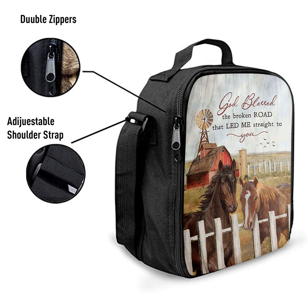 House God Blessed The Broken Road That Led Me Straight To You Lunch Bag, Christian Lunch Bag, Religious Lunch Box For School, Picnic