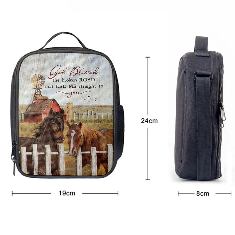 House God Blessed The Broken Road That Led Me Straight To You Lunch Bag, Christian Lunch Bag, Religious Lunch Box For School, Picnic