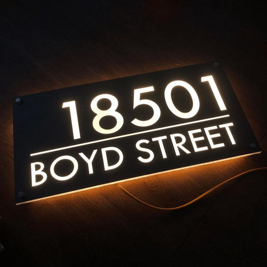 House Number Metal Sign LED, House Sign, Modern House Plaque, House Numbers, Wall Metal Sign, Home Decor Sign, Anniversary Gift