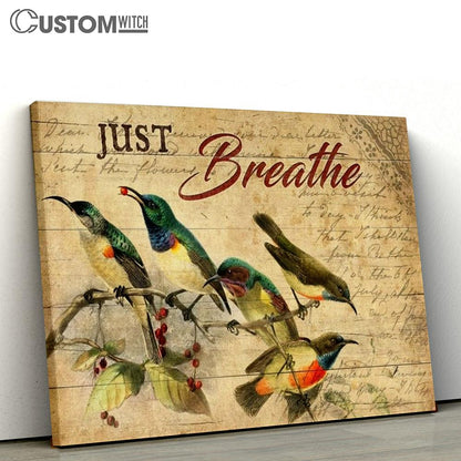 Hummingbird Cranberry Tree Just Breathe Canvas Poster