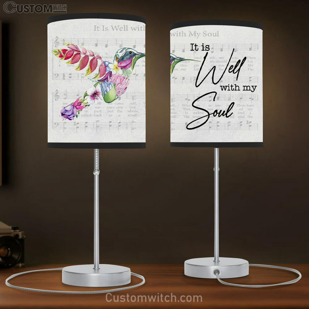 Hummingbird Flower - It Is Well With My Soul Table Lamb Gift - Christian Bedroom Decor