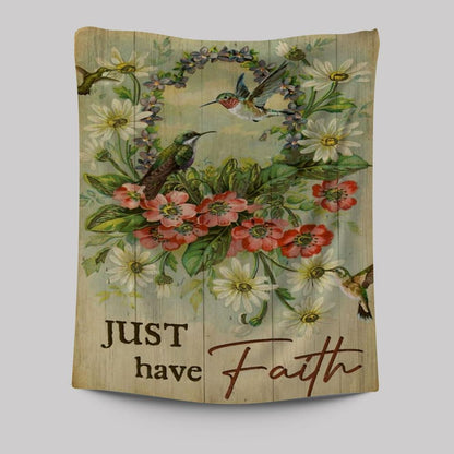 Hummingbird Flower Wreath Just Have Faith Tapestry