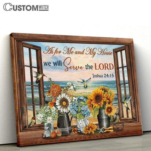 Hummingbird Flowers Beach We Will Serve The Lord Canvas Poster