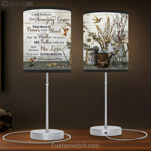 Hummingbird Flowers I Still Believe In Amazing Grace Table Lamb