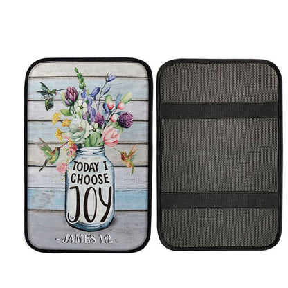 Hummingbird Flowers Today I Choose Joy Car Center Console Cover, Jesus Art, Car Interior Accessories