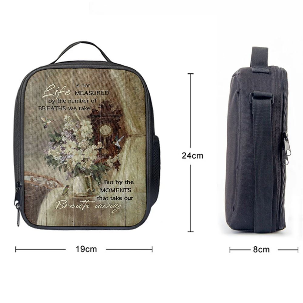Hummingbird Life Is Not Measured By The Number Of Breaths Lunch Bag, Christian Lunch Bag, Religious Lunch Box For School, Picnic